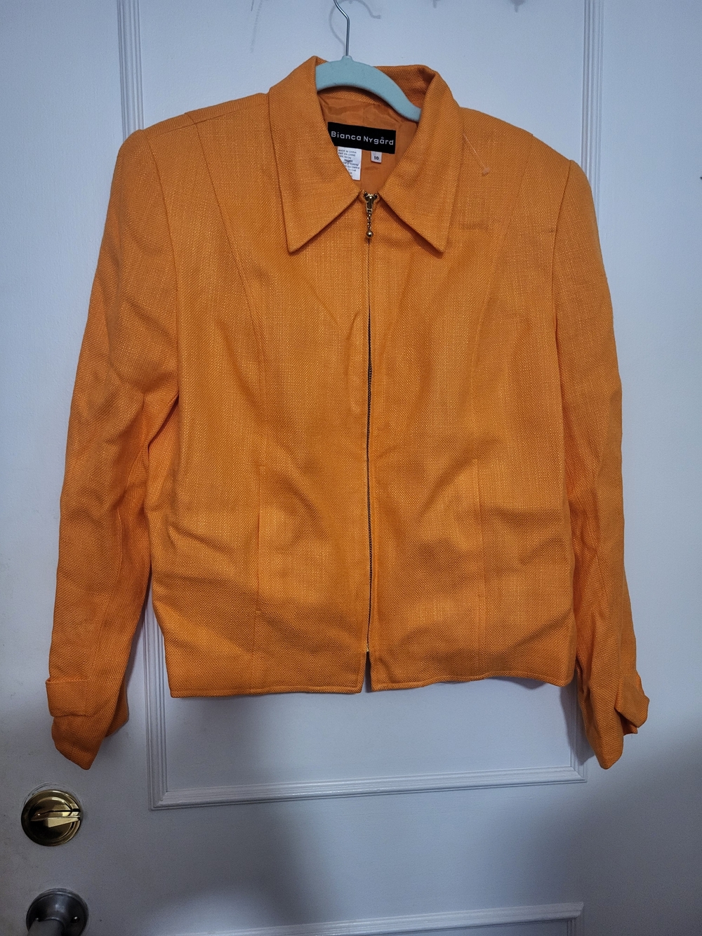NWT Vintage Bianca Nygard Zip-Up Structured Blazer Jacket Orange